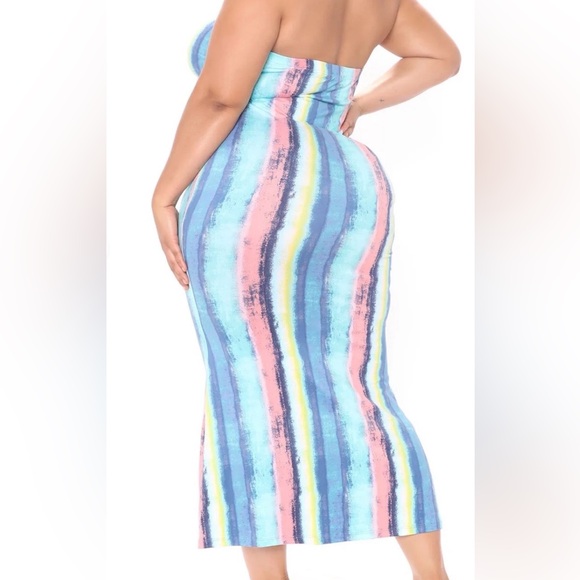 Fashion Nova Look Me Up And Down Ruched Multi Color Strapless Bodycon Dress - Picture 6 of 13